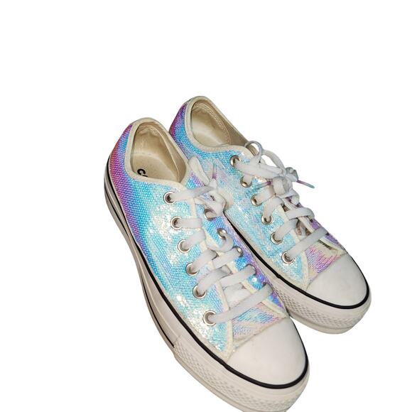 CONVERSE EUC WOMENS SZ 8 ALL STAR SEQUINED SNEAKER SHOES - Picture 1 of 9